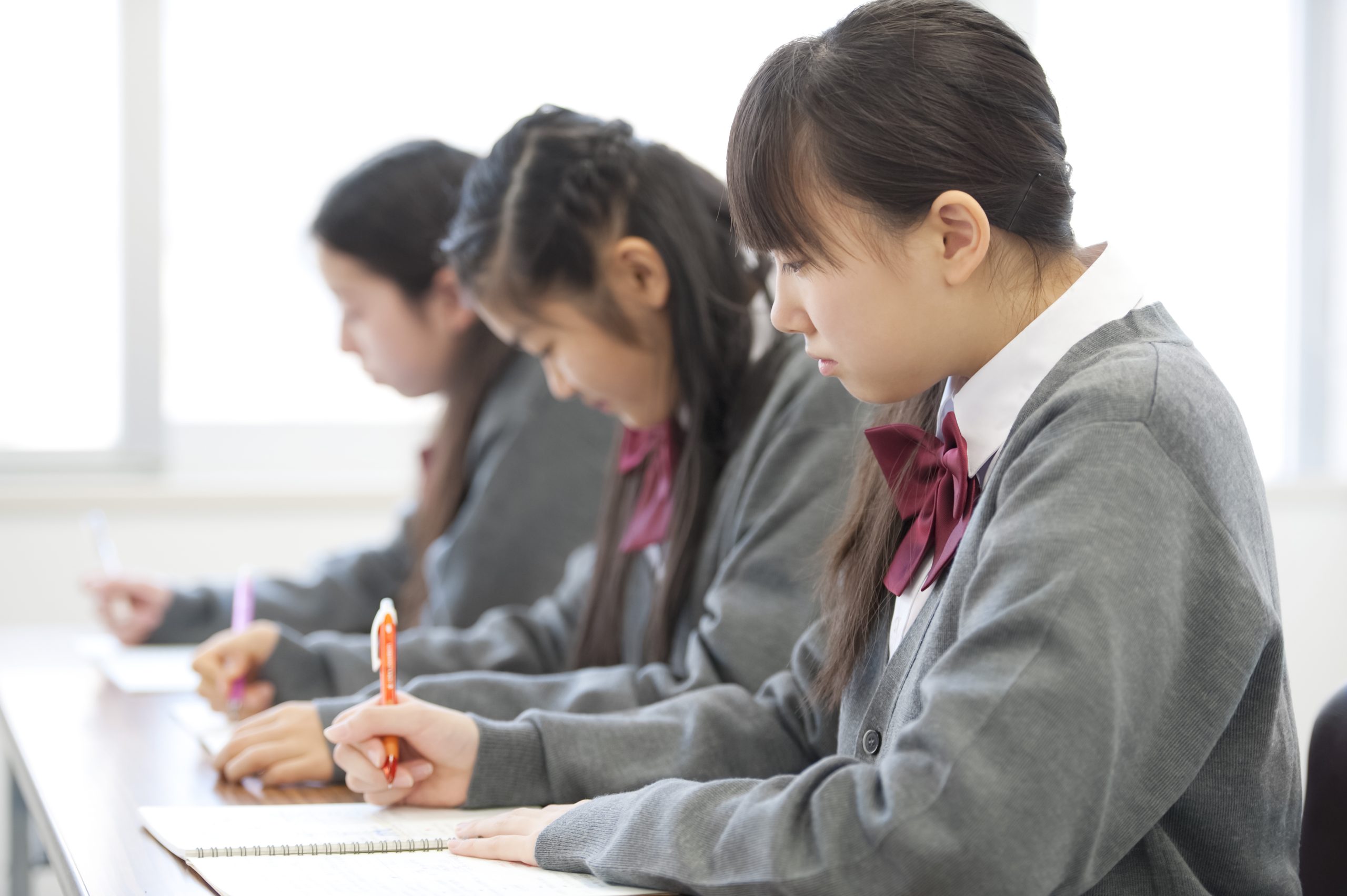 勉強をする中学生